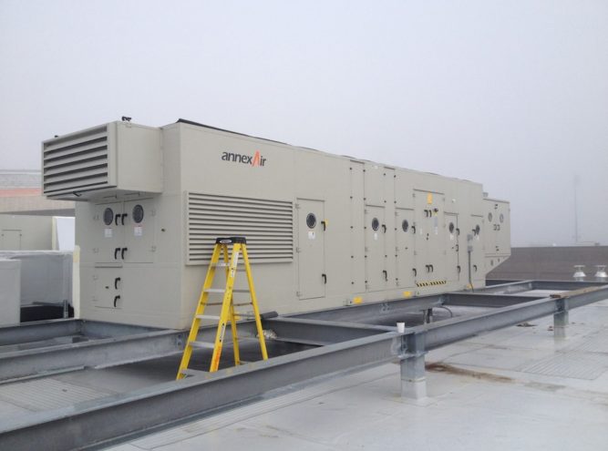 Rooftop HVAC unit on a commercial flat roof